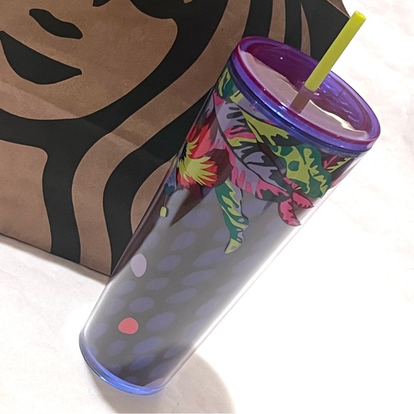 Starbucks Tropical Floral and Leaves Cold Cup Tumbler 24oz - Picture 7 of 11